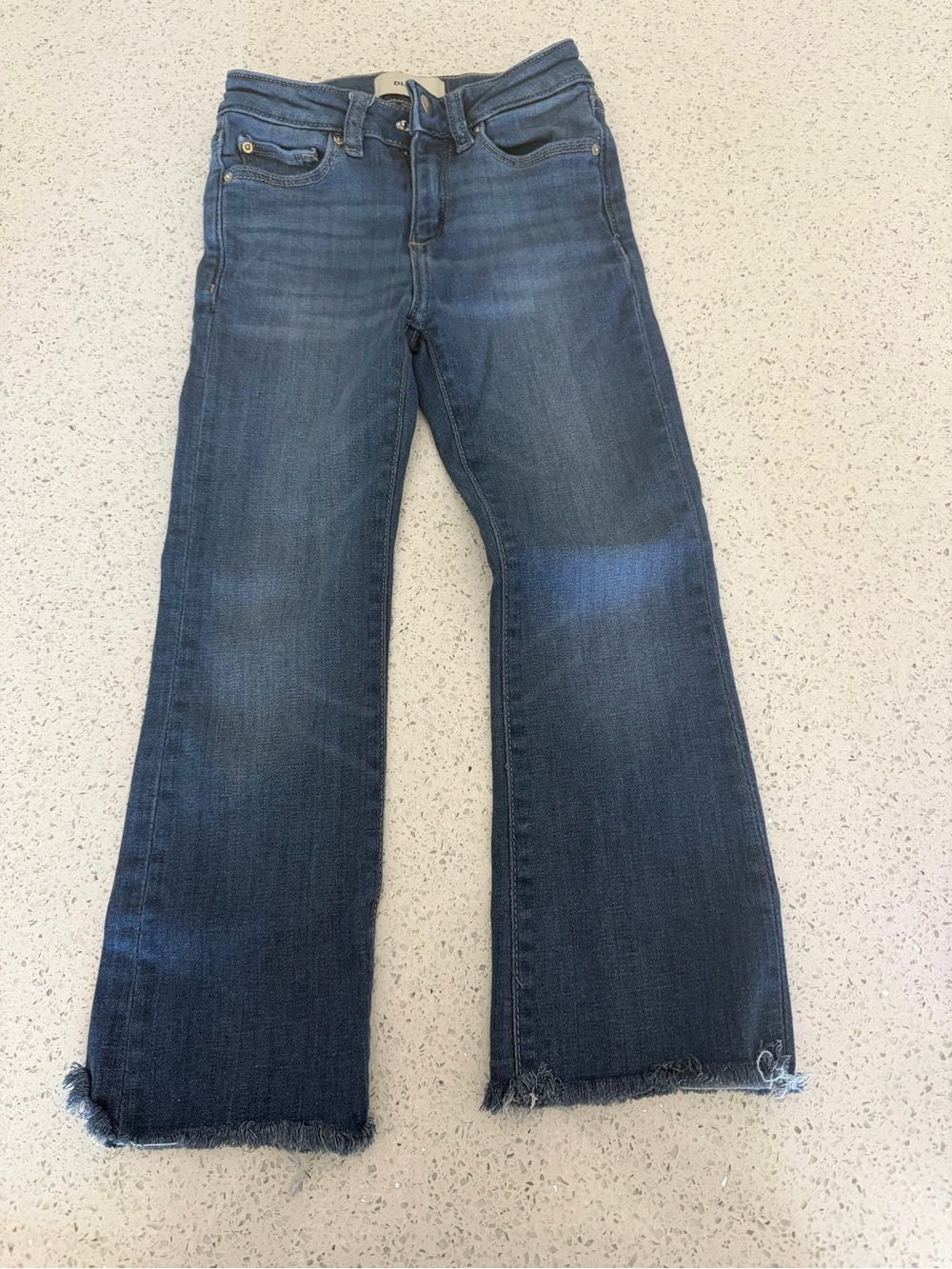 DL1961 Girls Medium Blue Boot Cut Jeans with Raw Hem